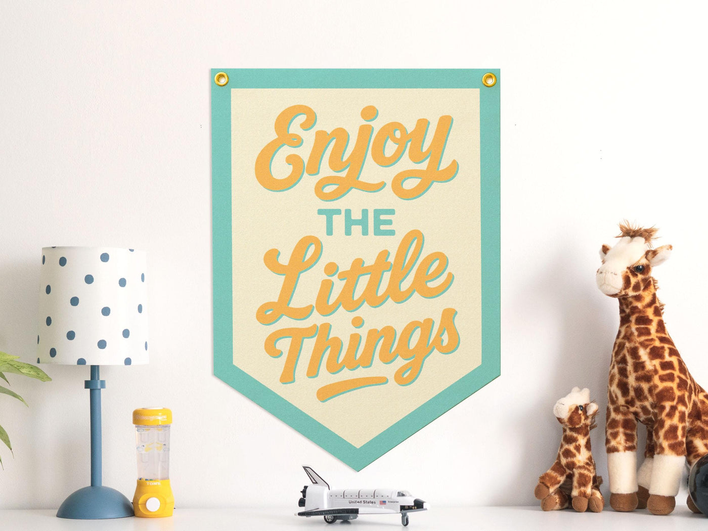 Enjoy the Little Things Felt Camp Flag