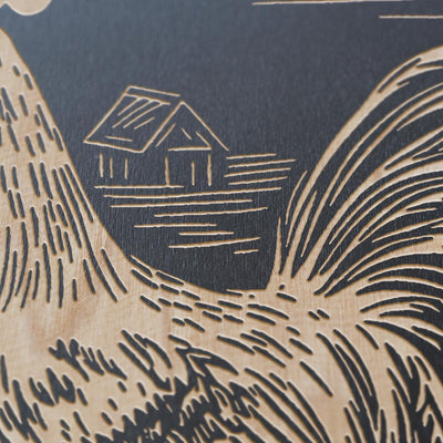 Farm Rooster Engraved Wood Wall Art Panel