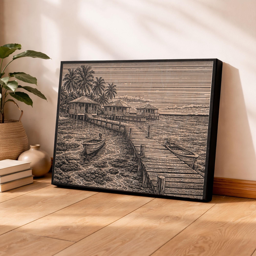 Belize Cayes Engraved Birch Art Panel