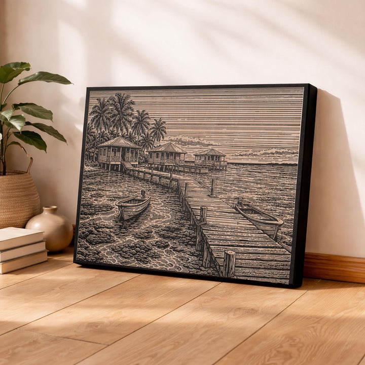 Belize Cayes Engraved Birch Art Panel