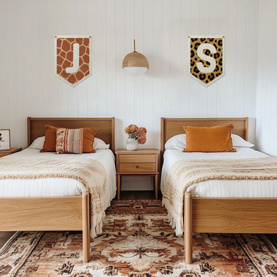 Custom Animal Print Letter Felt Camp Flag