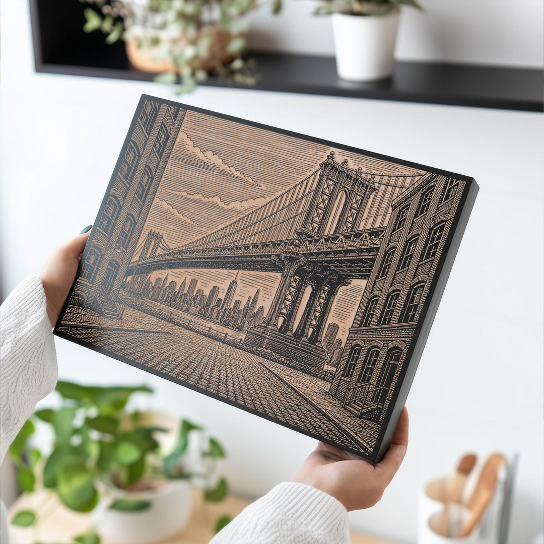 Brooklyn Bridge Engraved Birch Art Panel