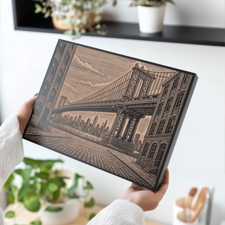 Brooklyn Bridge Engraved Birch Art Panel