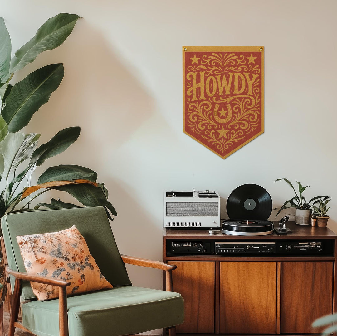 Howdy Felt Camp Flag