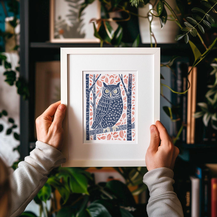 Owl Linocut Print