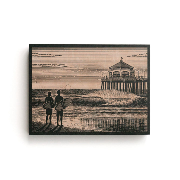 Huntington Beach California Engraved Illustration
