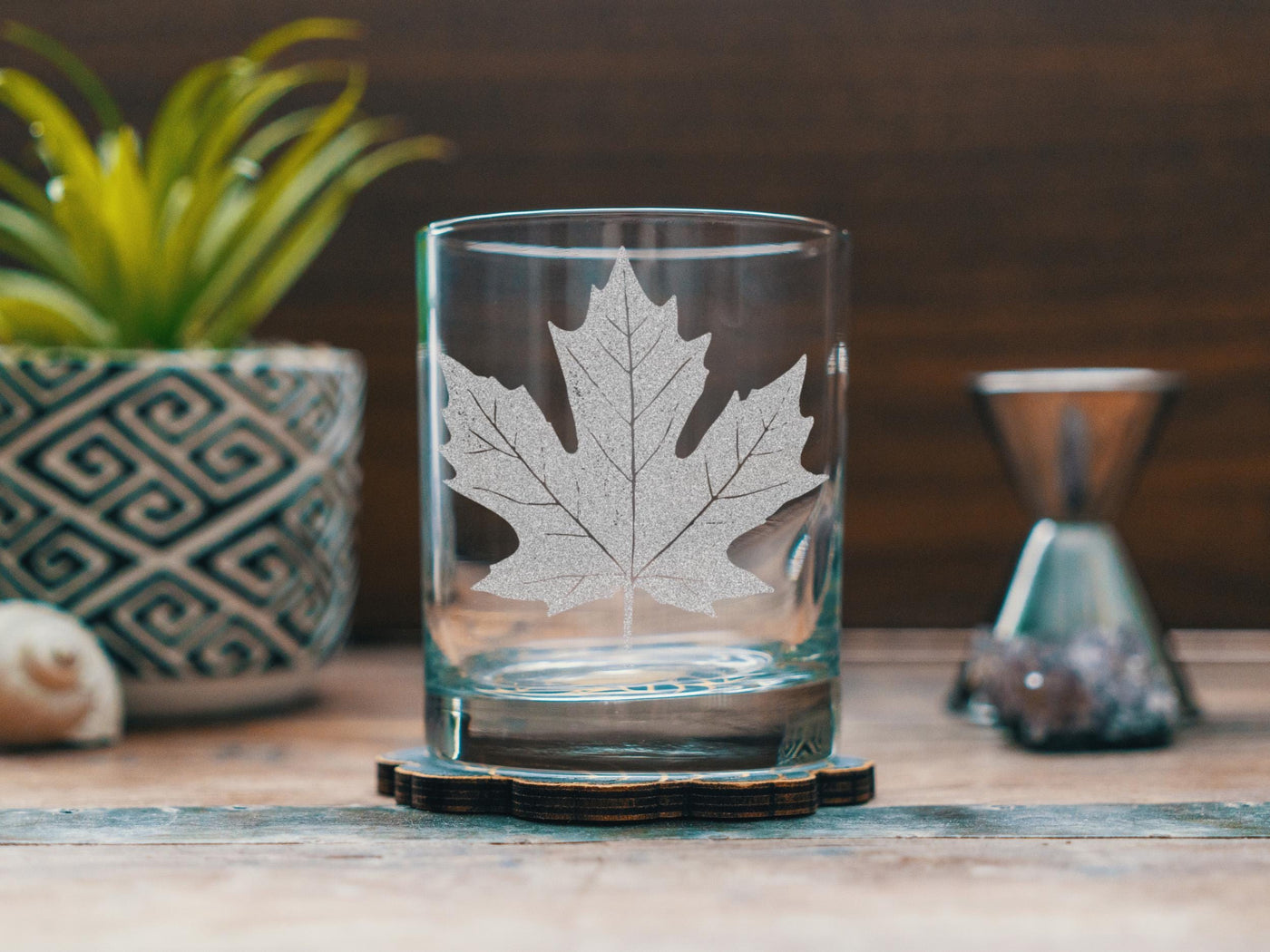 Maple Leaf Glasses | Nature Themed Personalized Whiskey, Wine & Beer Glassware, Tree Drinkware, Canadian Pride Gift, Fall Autumn Decor