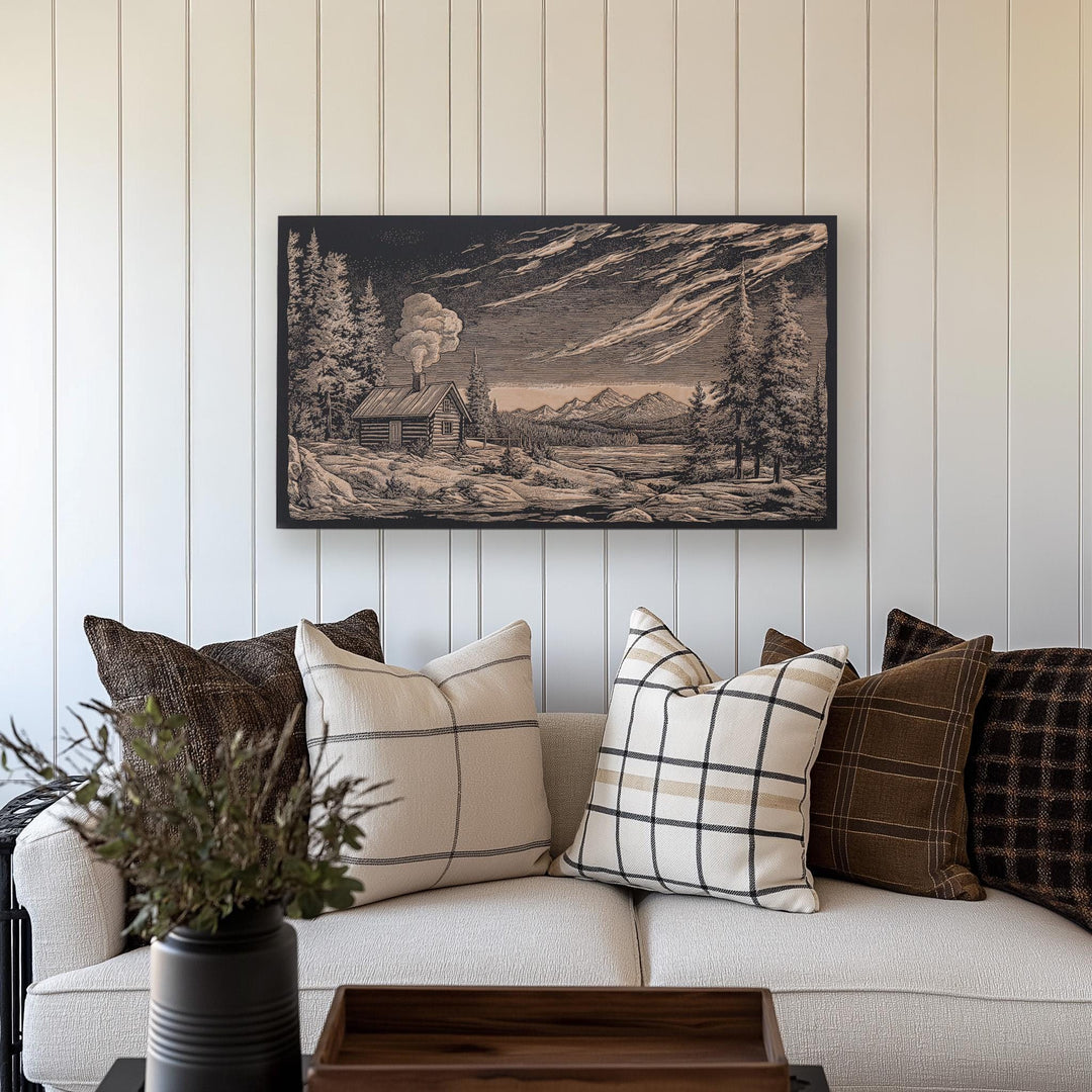 Cabin Engraved Illustration