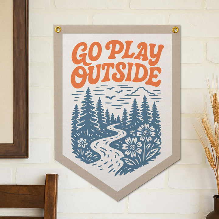 Go Play Outside Felt Camp Flag