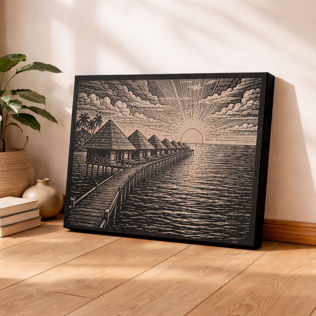 Maldives Engraved Birch Art Panel