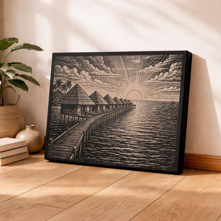 Maldives Engraved Birch Art Panel