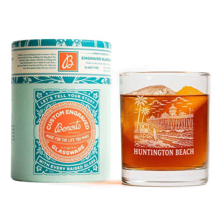Huntington Beach California Engraved Glass