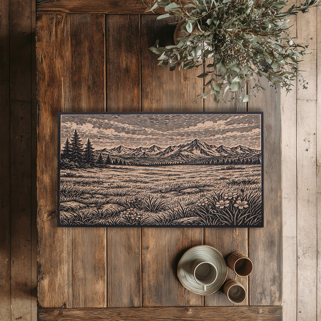 Mountain Meadow Engraved Birch Art Panel