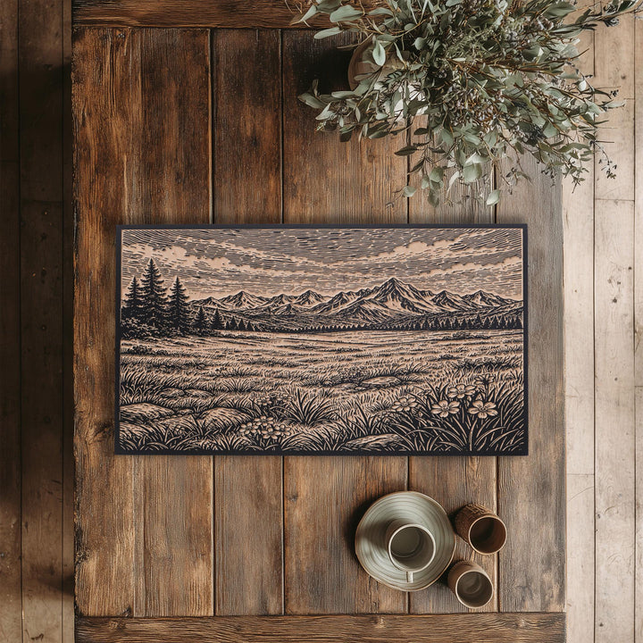 Mountain Meadow Engraved Birch Art Panel