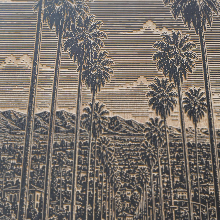 Los Angeles Palm Trees Engraved Birch Art Panel