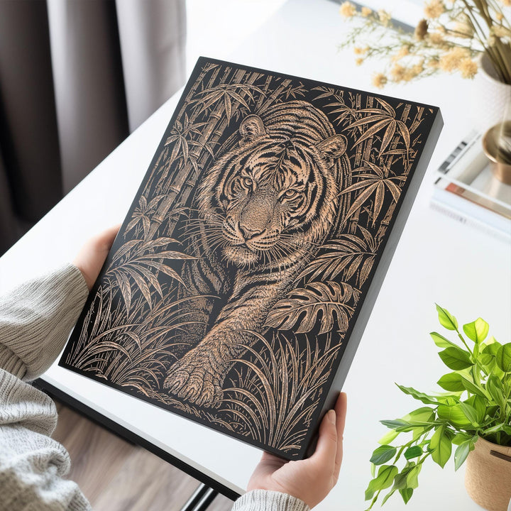 Tiger Engraved Birch Art Panel