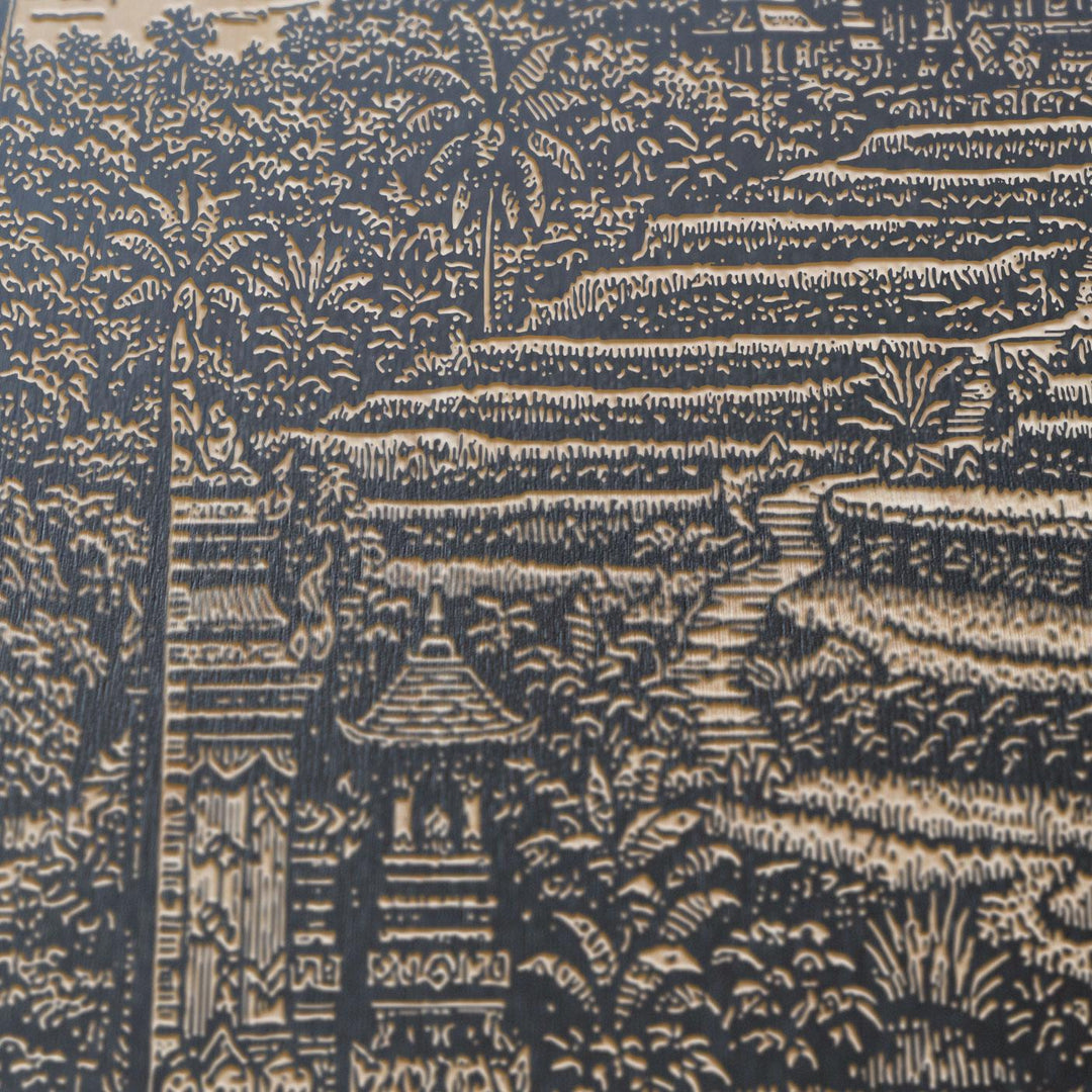 Bali Rice Terrace Engraved Birch Art Panel