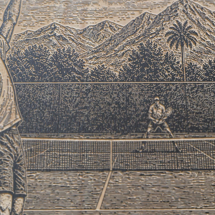 Tennis Serve Engraved Illustration