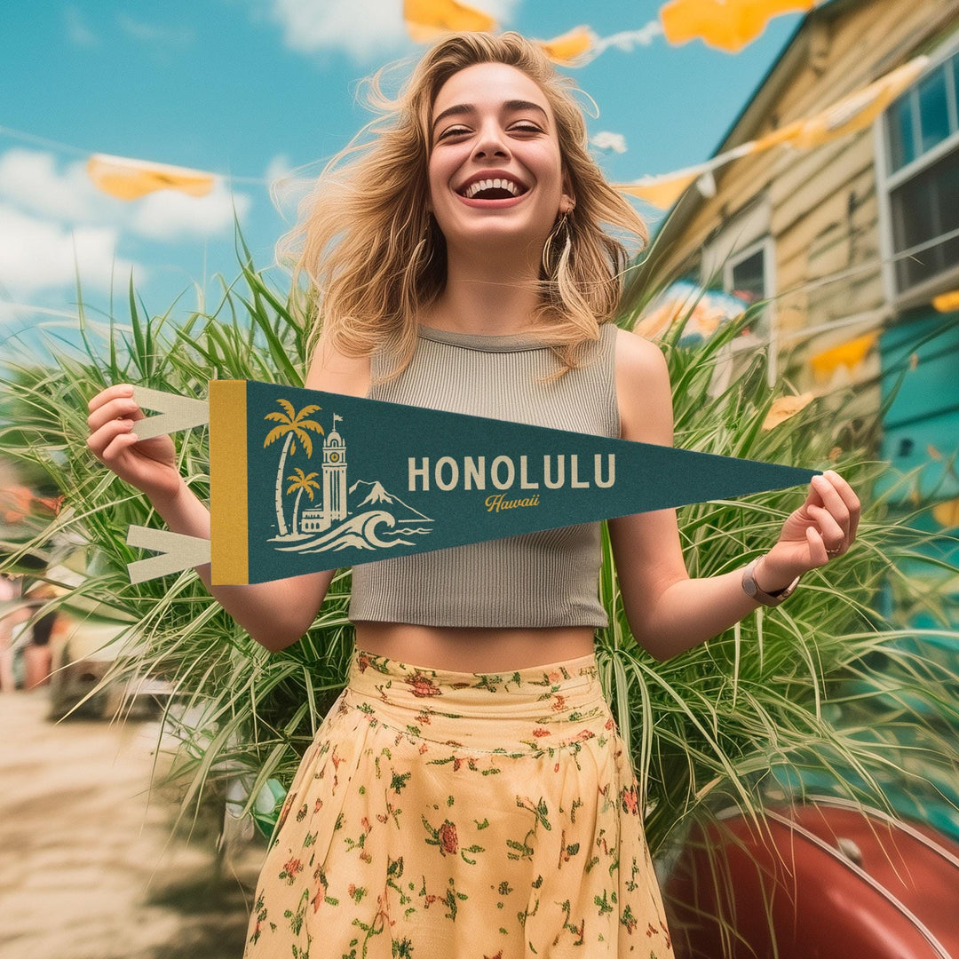 Honolulu Hawaii Felt Pennant