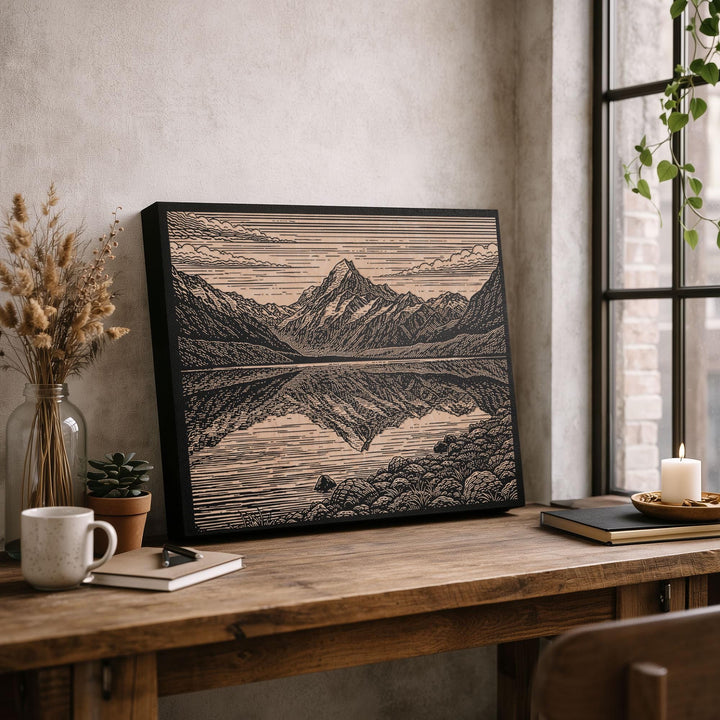 Aoraki Mount Cook New Zealand Engraved Birch Art Panel