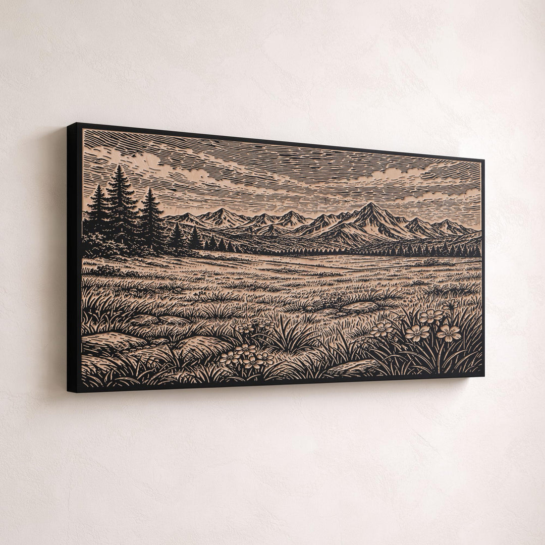 Mountain Meadow Engraved Birch Art Panel