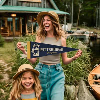 Pittsburgh Felt Pennant – Vintage City Banner With Bridge Design & Steel City Wall Art