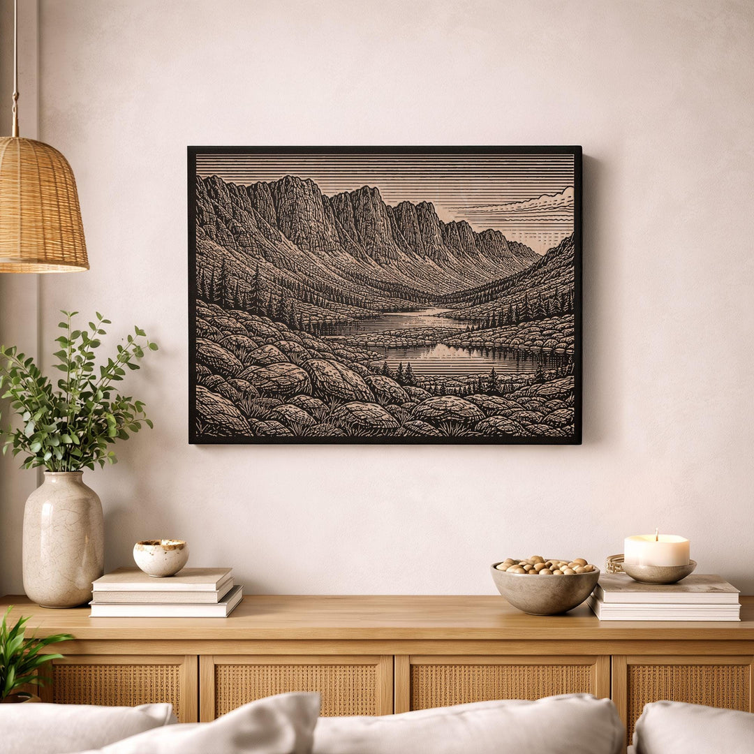 Wind River Range Engraved Birch Art Panel