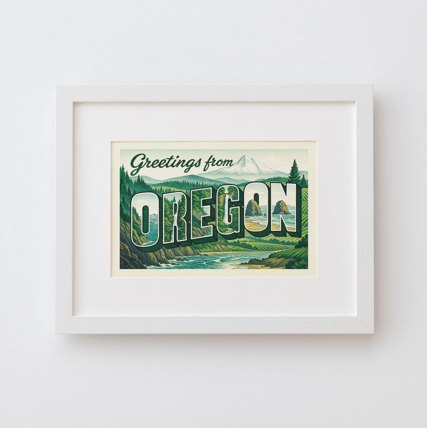 Oregon Postcard Art Print