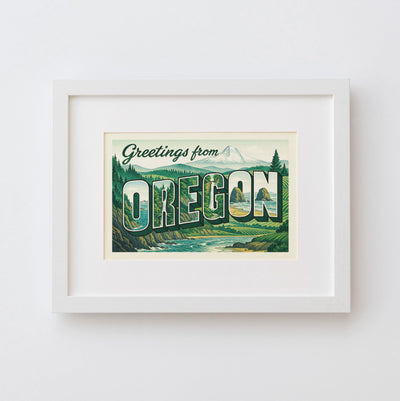 Oregon Postcard Art Print