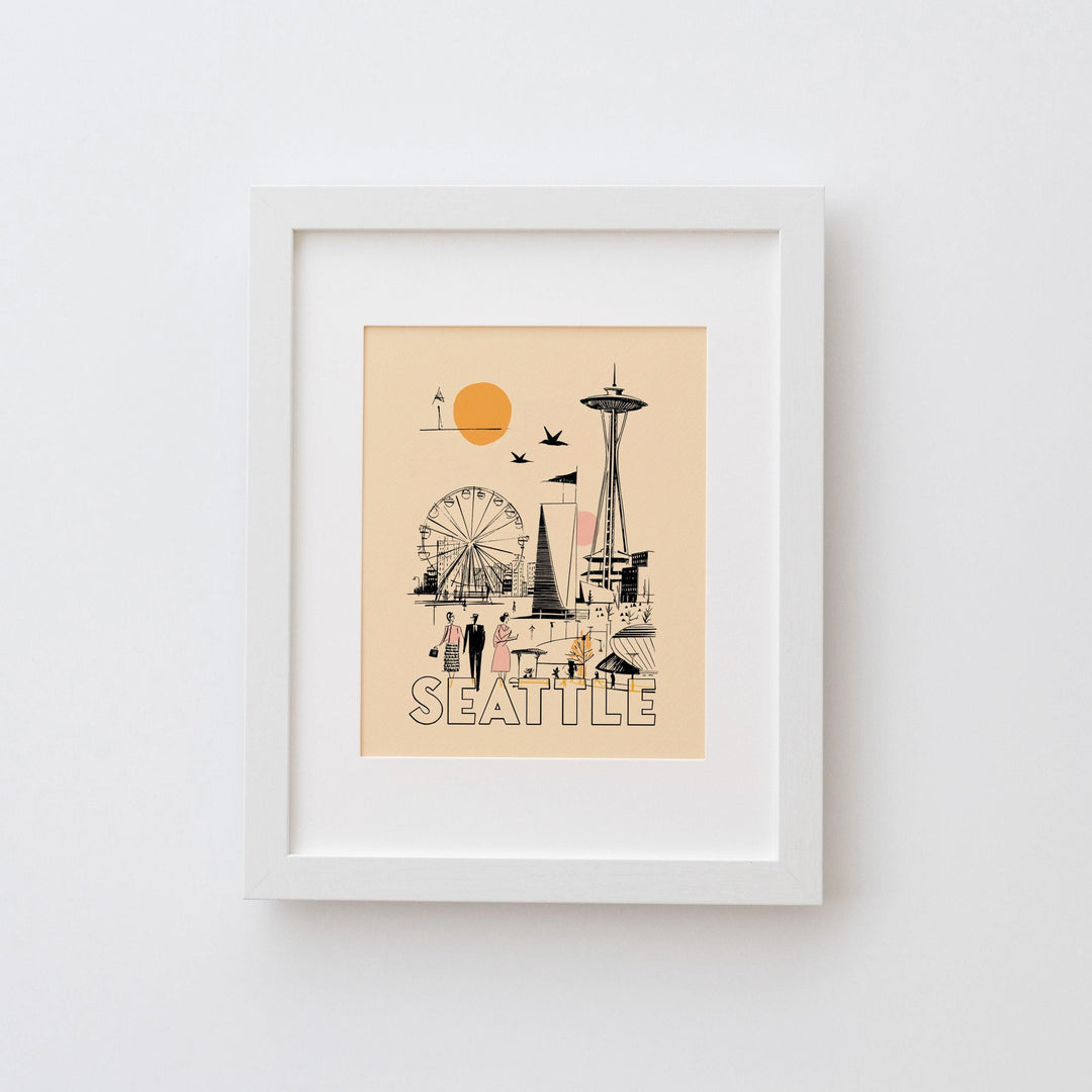 Seattle, Washington Mid Century Travel Poster