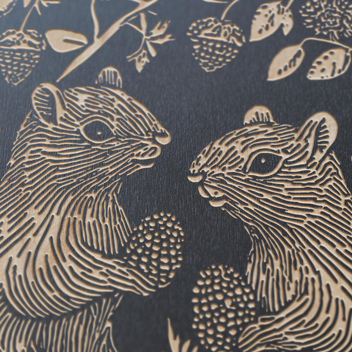 Squirrel Couple Engraved Illustration