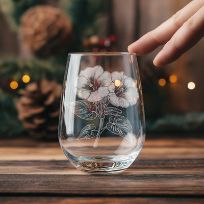 Morning Glory Flower Glasses | Floral Themed Whiskey, Wine & Beer Glassware, Gardner Drinkware, September Birth Month Gift, Botanical Gift