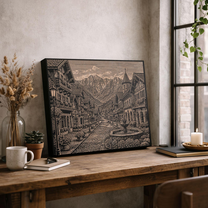 Leavenworth Alpine Village Engraved Birch Art Panel