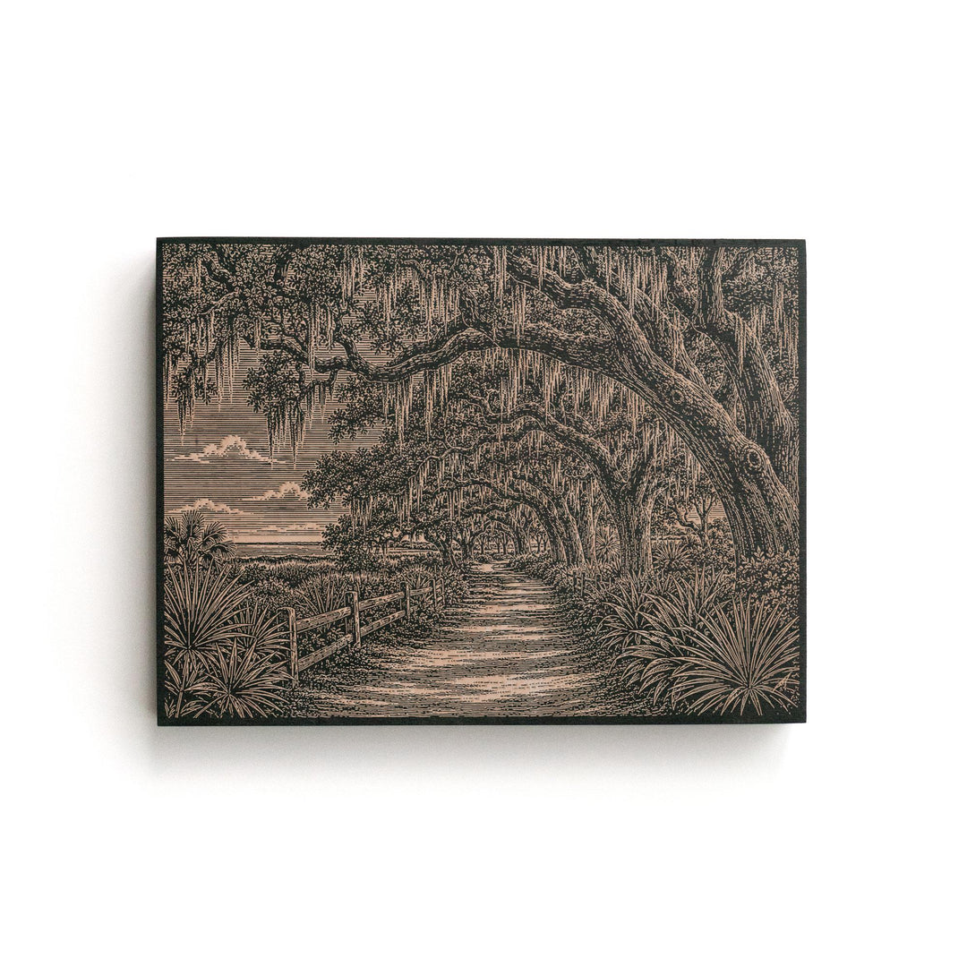 Hilton Head Live Oak Engraved Birch Art Panel