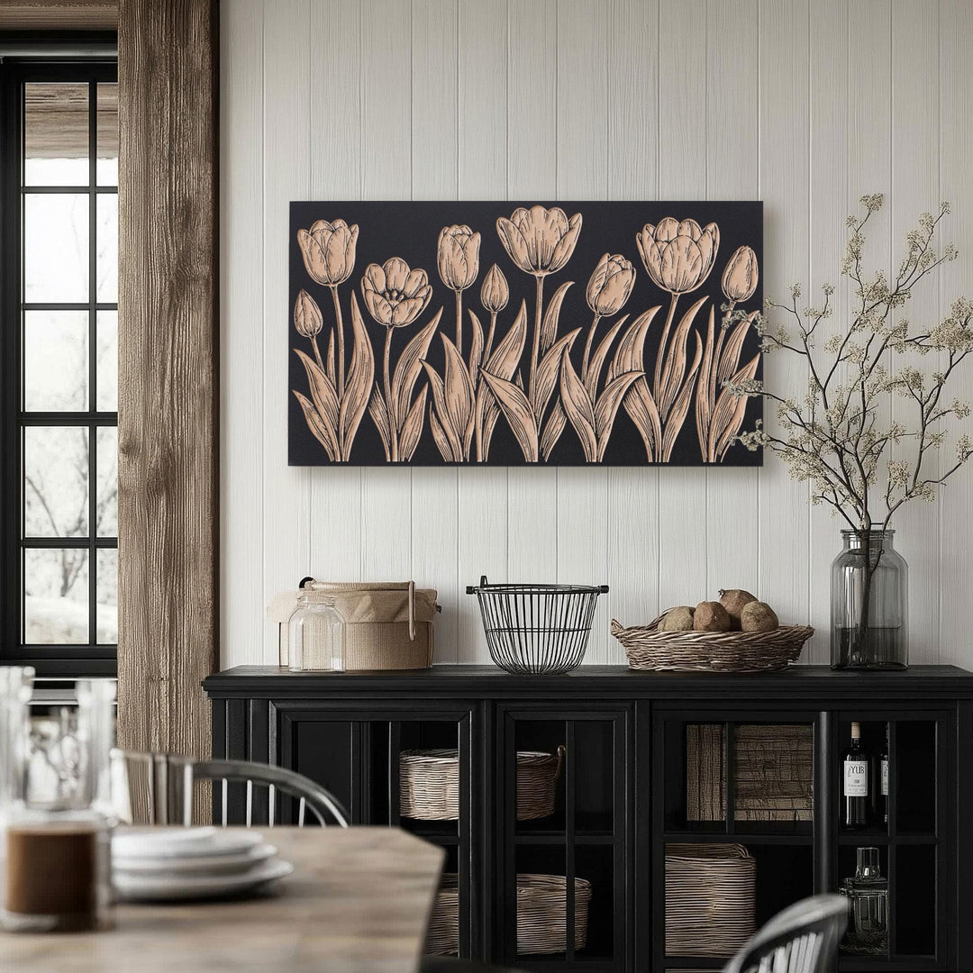 Tulips Engraved Birch Art Panel