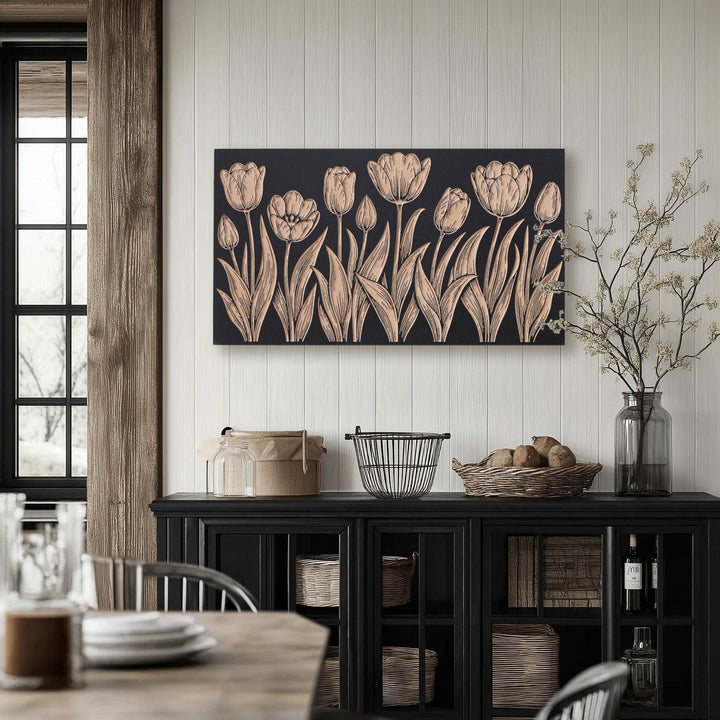 Tulips Engraved Birch Art Panel