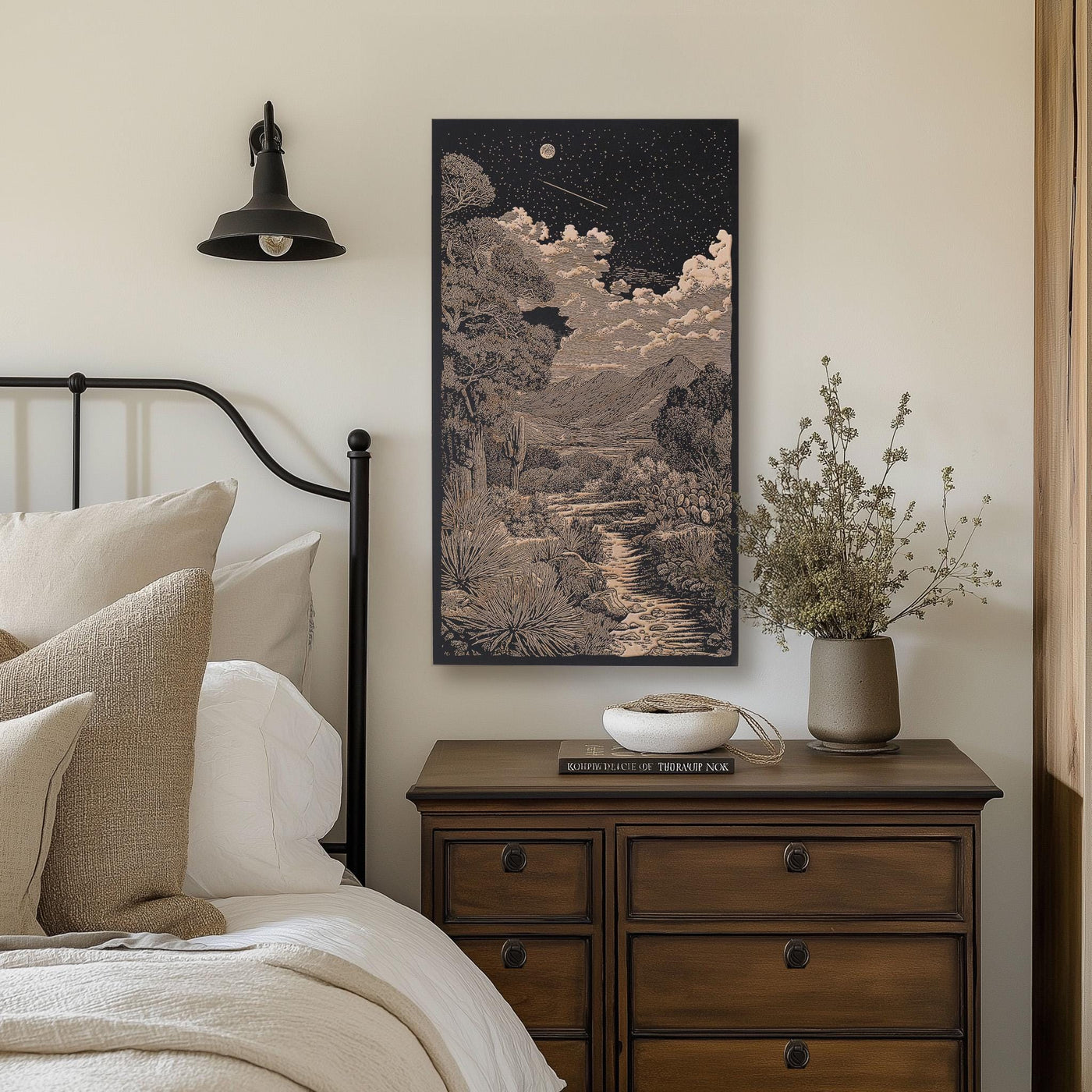 Desert Night Sky Engraved Wood Illustrations