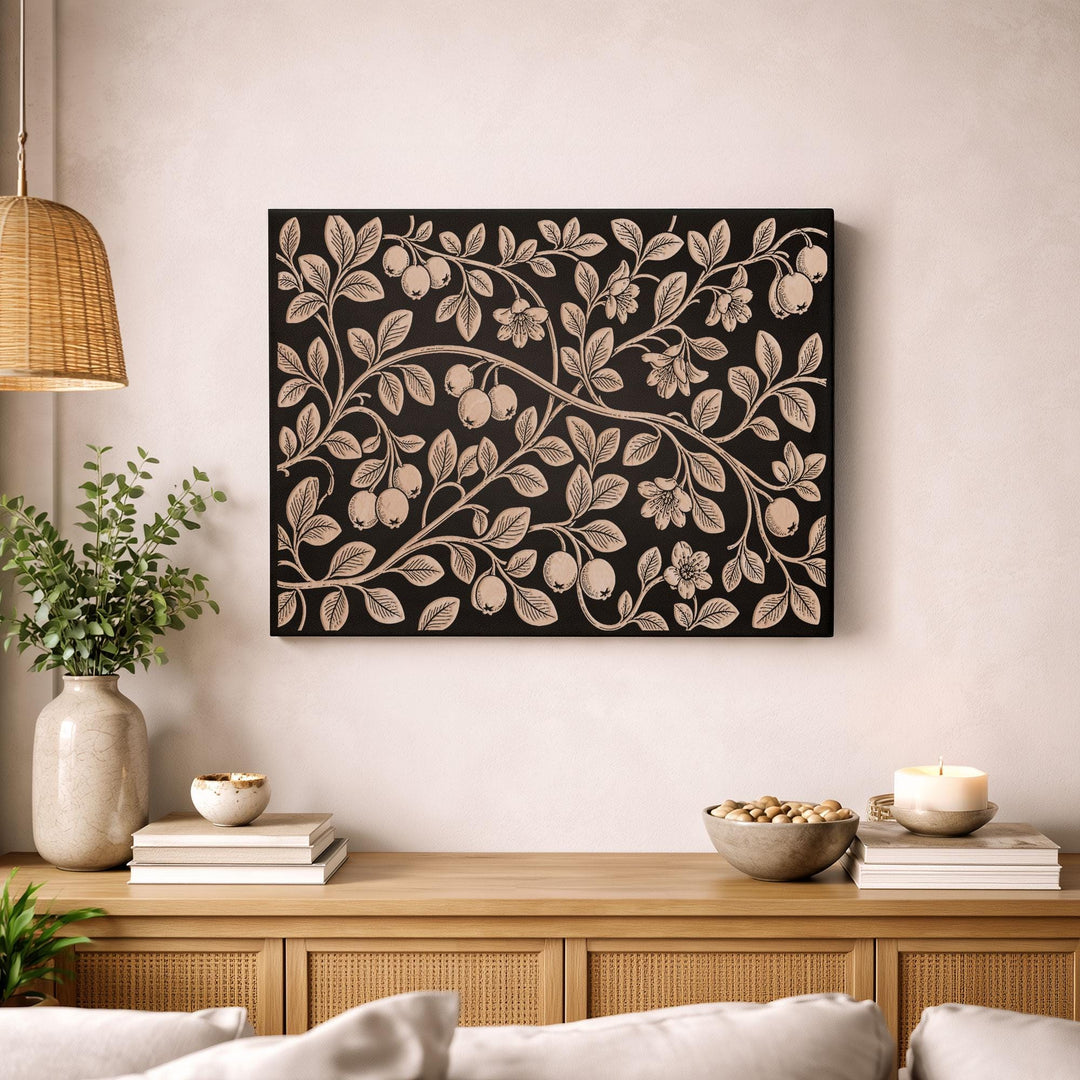 Cranberry Vine Engraved Birch Art Panel