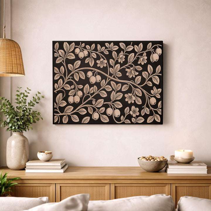 Cranberry Vine Engraved Birch Art Panel