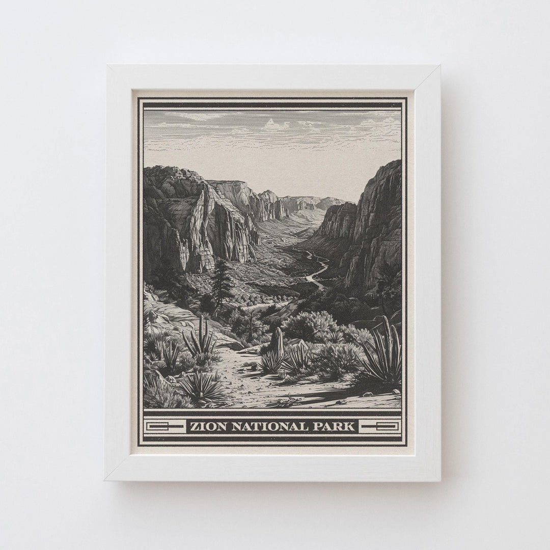 Zion National Park Big Bend of the Virgin River Lithograph - Vintage Utah poster design, archival matte fine art print, Outdoorsy Gift