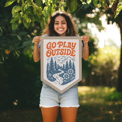 Go Play Outside Felt Camp Flag