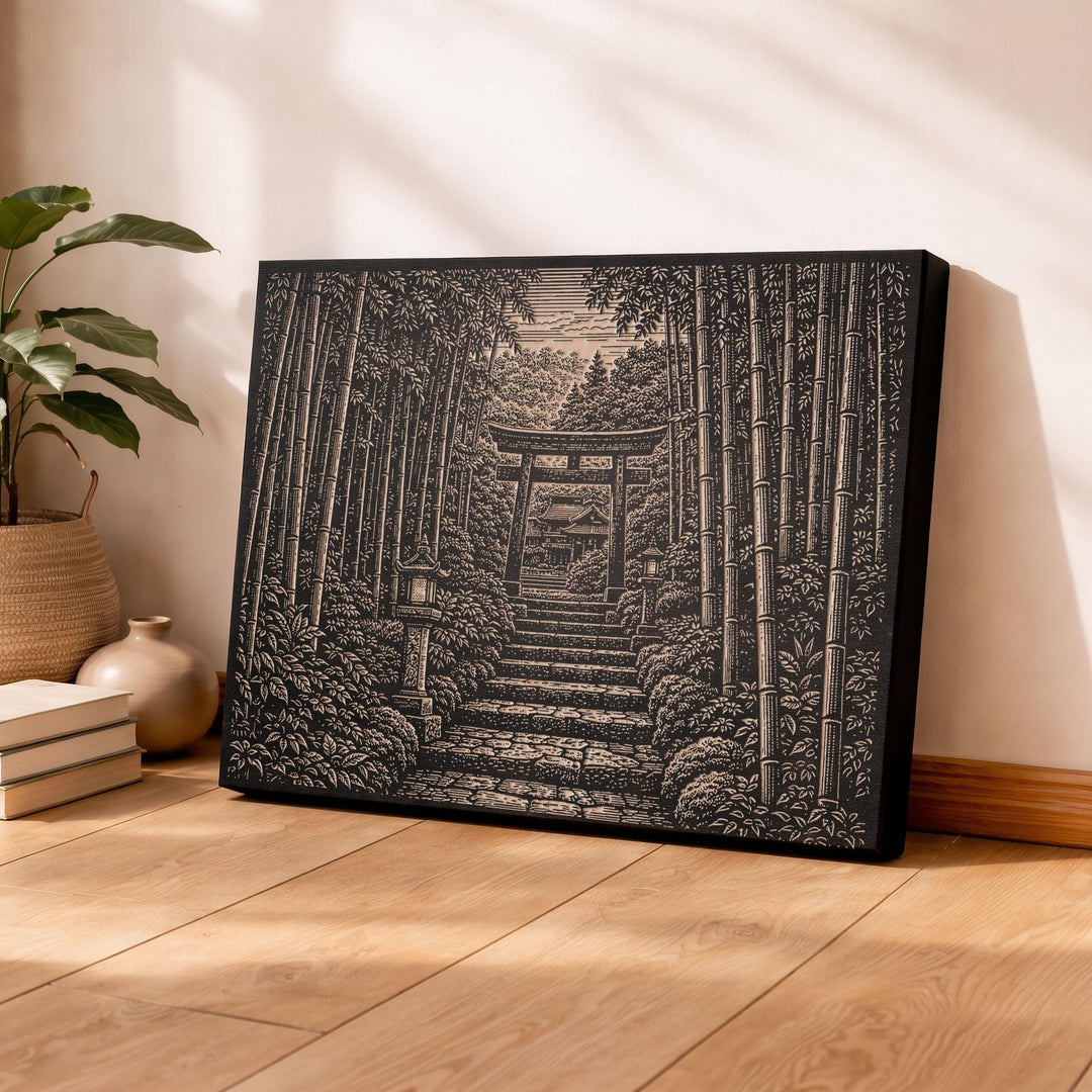 Torii Gate Path Engraved Birch Art Panel