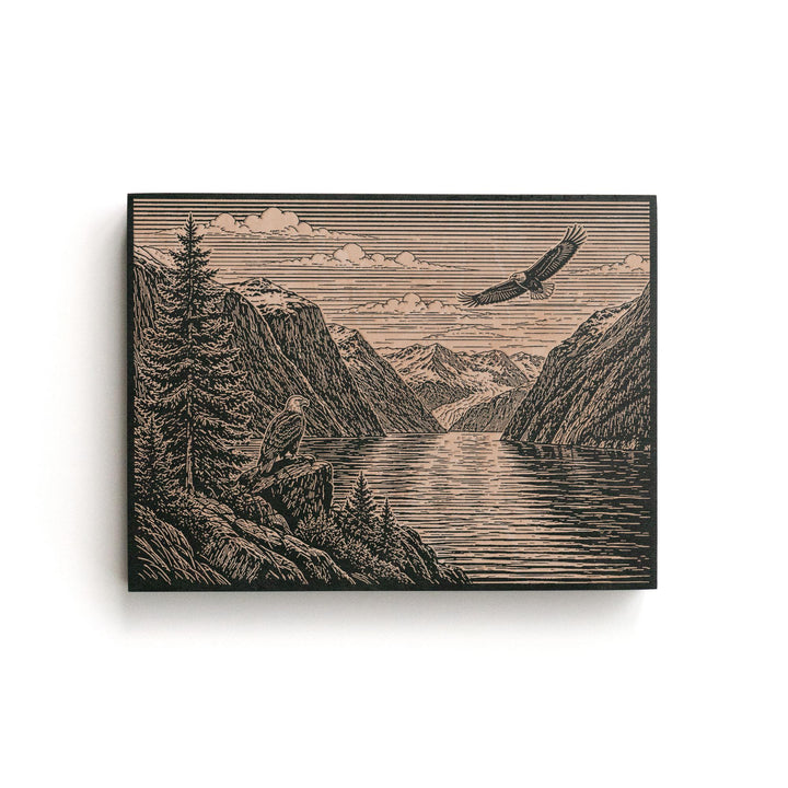 Alaska Fjord Engraved Birch Art Panel