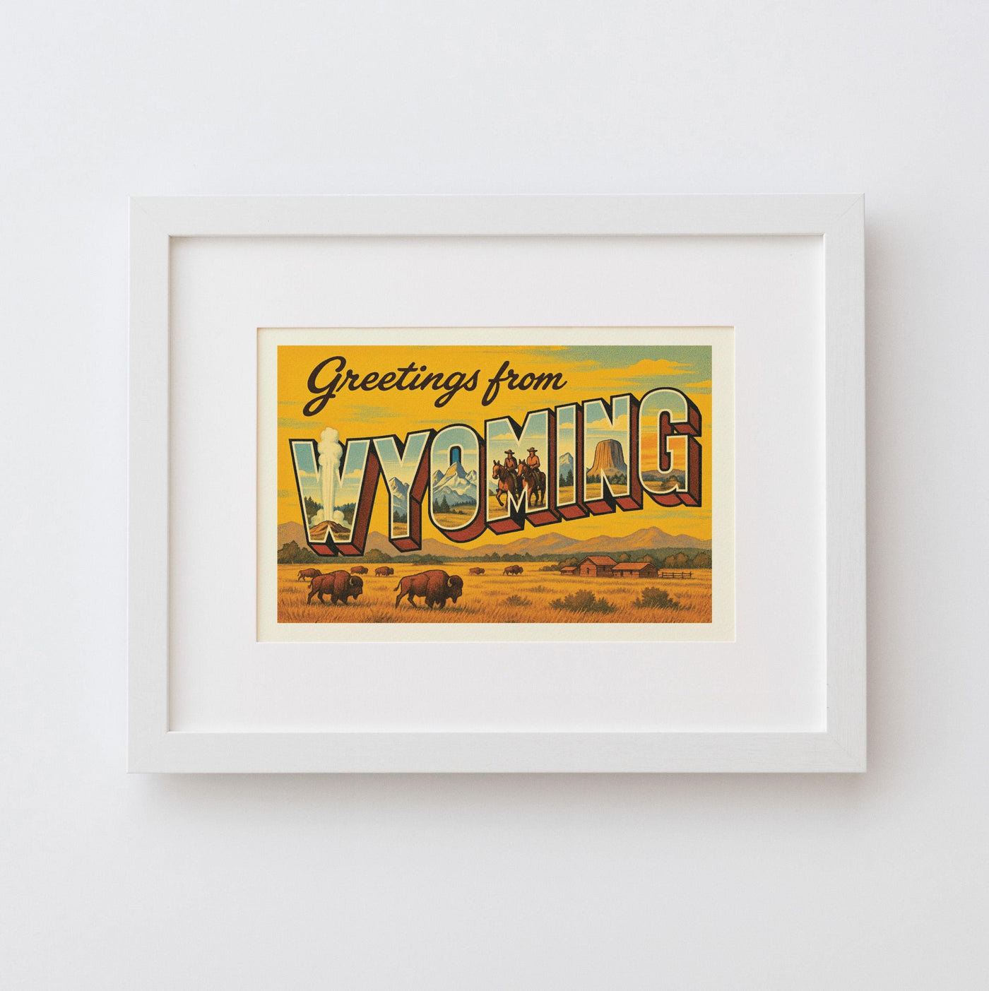 Wyoming Postcard Art Print
