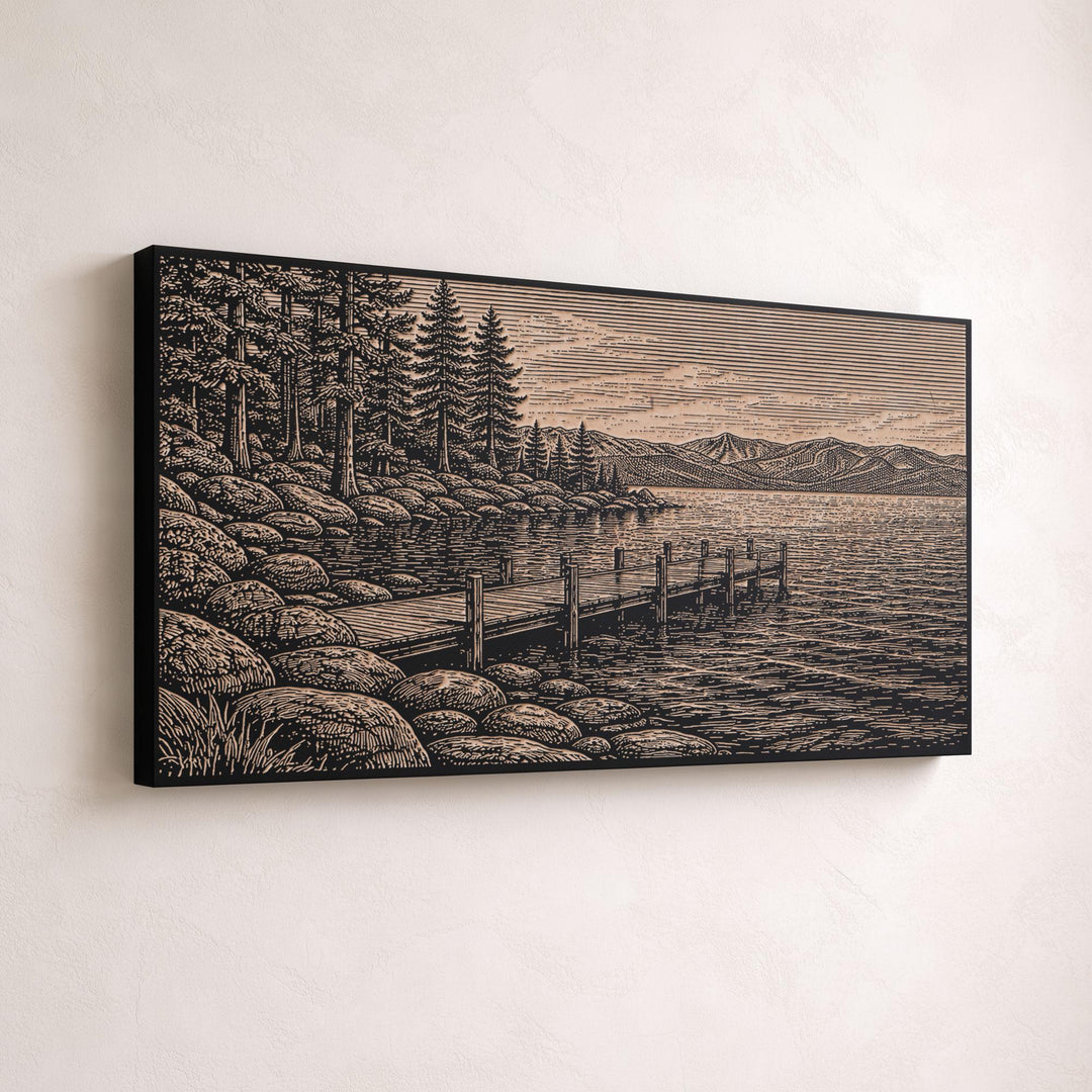 Lake Tahoe North Shore Engraved Birch Art Panel