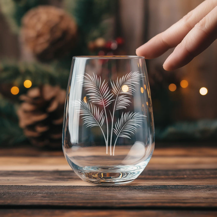Palm Fronds Glasses | Palm Leaves Personalized Whiskey, Wine &amp; Beer Glassware, Tropical Themed Drinkware, Island Lover Beach Home Decor Gift