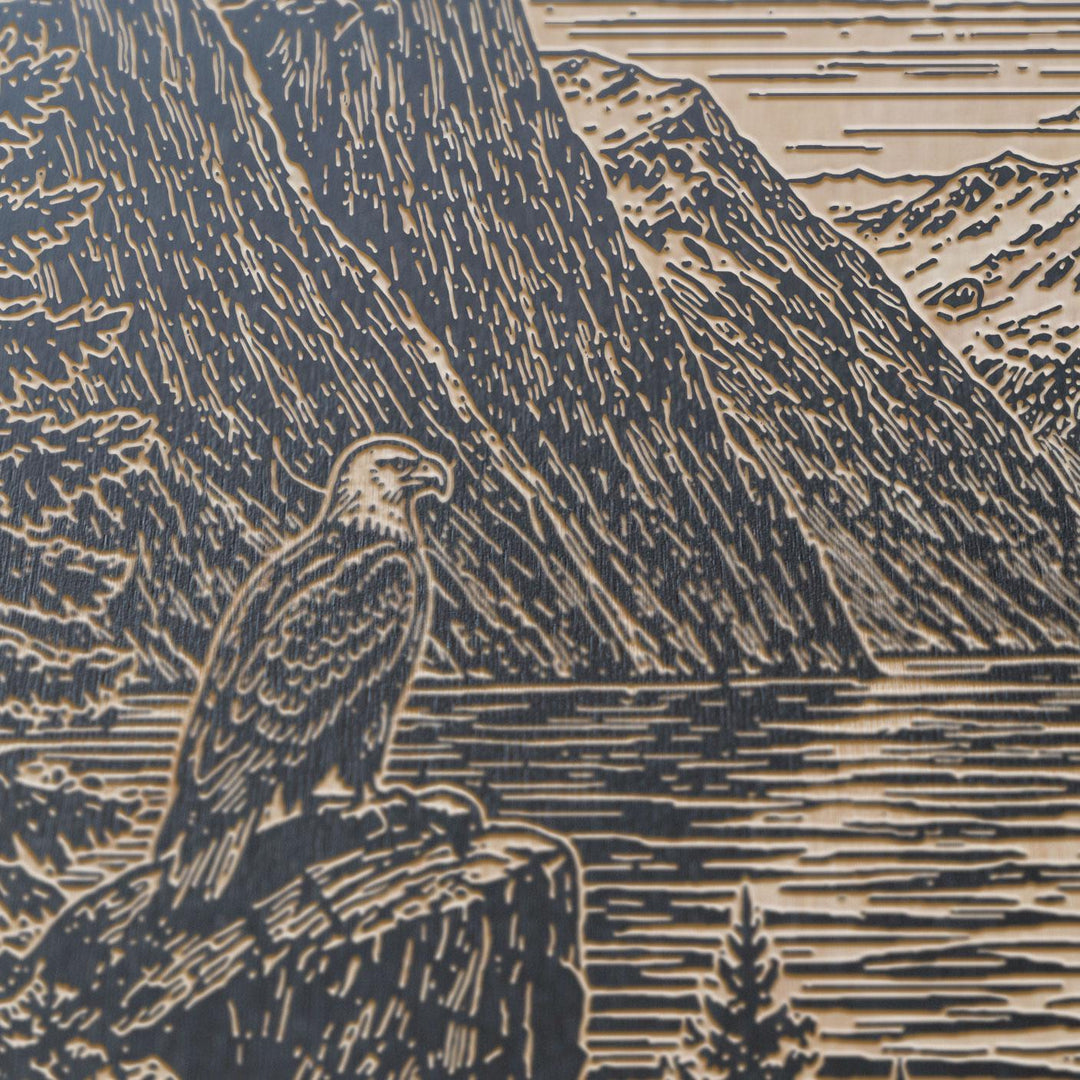 Alaska Fjord Engraved Birch Art Panel