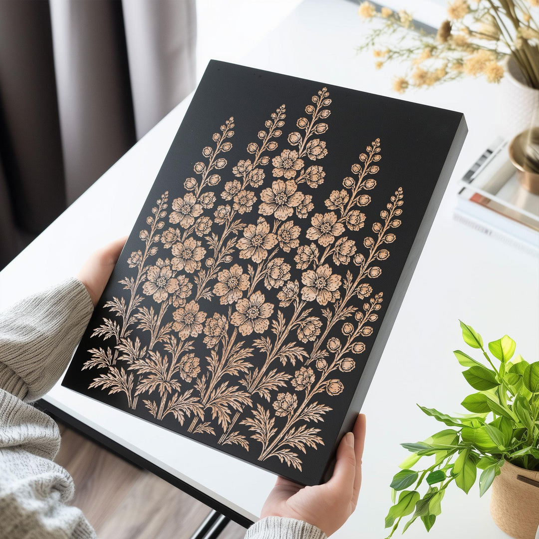 Delphinium Engraved Birch Art Panel