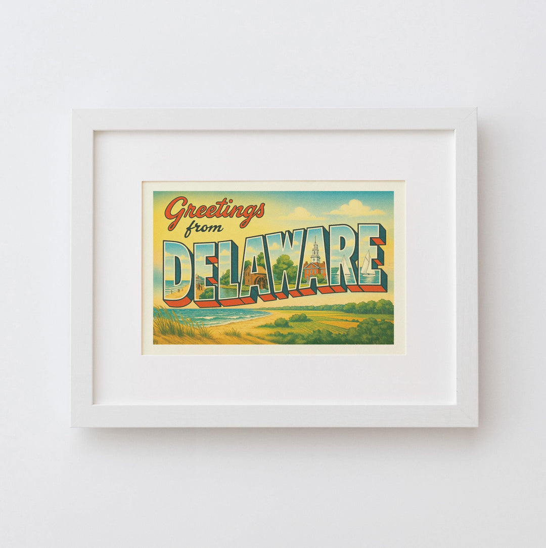 Delaware Postcard Art Print