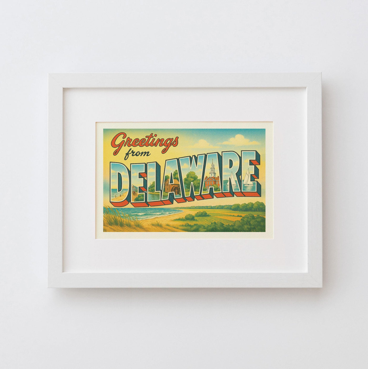 Delaware Postcard Art Print
